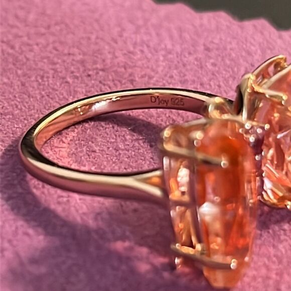 MORGANIQUE QUARTZ, ORISSA GARNET BUTTERFLY RING IN 18K VERMEIL RG/ SILVER 7 - Picture 9 of 17